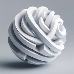 Aufkleber - Abstract swirling white structure forms a sphere, creating depth and visual interest gracefully.