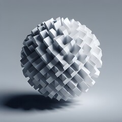 Aufkleber - Abstract sphere composed of many small geometric cubes, creating a textured, modern aesthetic.