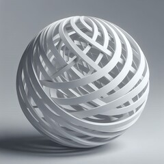 Aufkleber - A captivating white spherical structure formed by intersecting bands, creating a complex pattern.