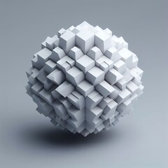 Aufkleber - Abstract geometric sphere formed by small white cubes in a modern and clean minimalist style design.