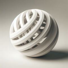 Aufkleber - Abstract sculptural sphere with interwoven bands evokes a sense of intricate minimalist design.