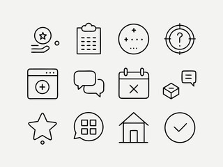Collection of simple outline icons for web and app design
