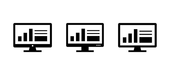 Fototapete - Computer monitor with data analytics interface. Chart and infographic icon