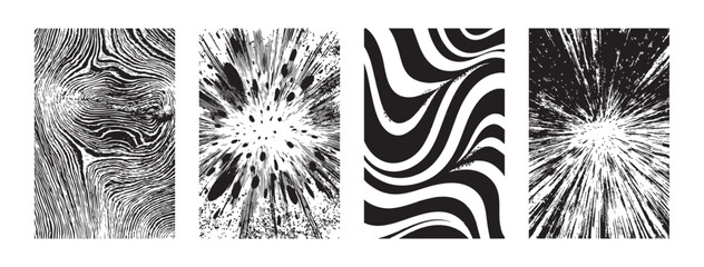 Canvas Print - collection black and white textures of different patterns