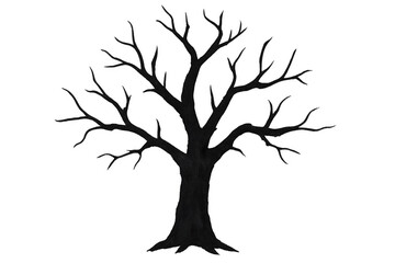 Poster - Dark, leafless tree standing against a transparent background, enhancing spooky or autumnal themes in various design projects