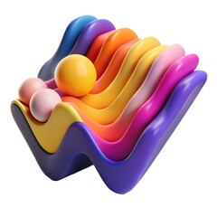 Poster - Colorful abstract waves with spheres illustration for background design and modern art concept design