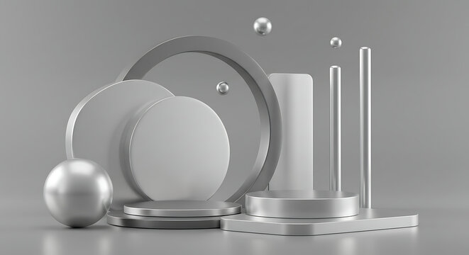 3D rendered abstract music speaker with glossy and shiny circular design elements