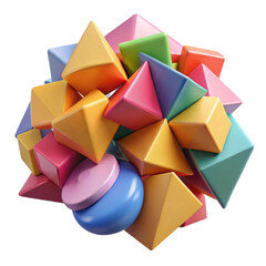 Leinwandbilder - Colorful geometric shapes background render design with pyramids circles and cubes abstract art design