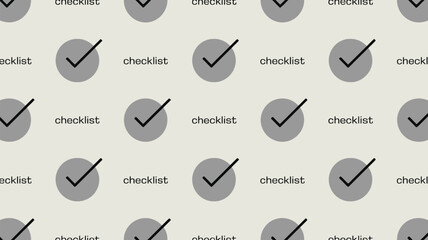 Leinwandbilder - Seamless pattern of gray circles with checkmarks and checklist text
