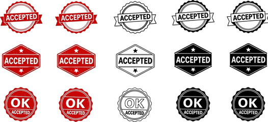 Fototapete - Accepted stamp vector set, ok accepted badge icon, approval seal design, vector illustration