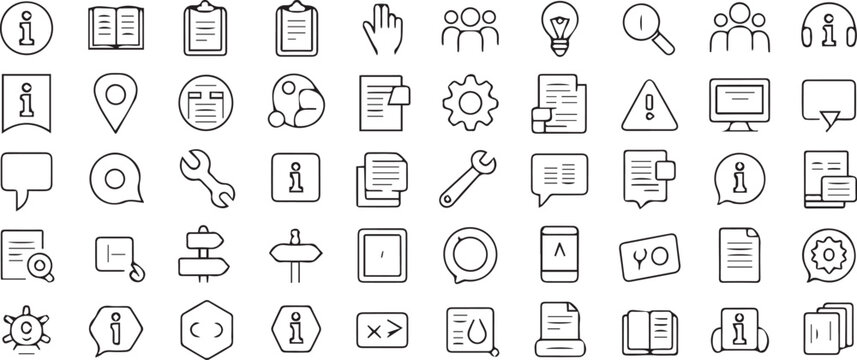 Information icons and symbols for digital interfaces and communication vector