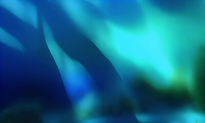 Poster -  Abstract blue and green gradient background with a blurred wavy texture