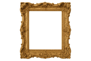 Poster - Empty baroque style golden frame with transparent background, perfect for showcasing artwork or photographs