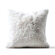 © ImageFusion  - Close up of a fluffy white square pillow resting on a white surface isolated shot