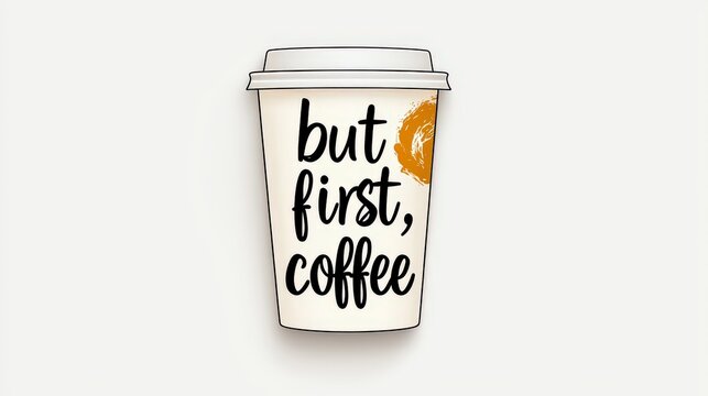 Elegant sticker design of a takeaway coffee cup with 