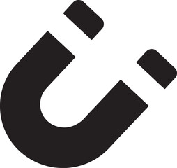 Fototapete - Simple black and white icon of a u shaped magnet symbolizing attraction and force