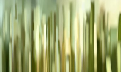 Poster - 
Blurred background in light green and beige colors, with an abstract pattern of vertical lines and shapes. 