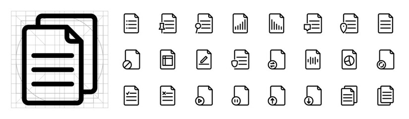 Poster - Document File Icon Set Business Concept UI UX data, paper, corporate, office, technology, digital, management, finance