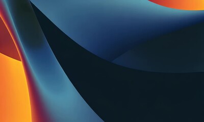 Poster - A close-up smooth gradients and vibrant colors. The background is dark blue, with blurred orange shapes