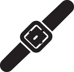 Fototapete - Modern minimalist black and white vector illustration of a simple wristwatch design element