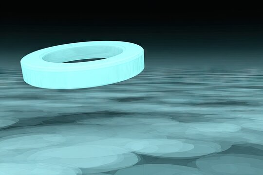 Light teal ring over a dark, hazy surface