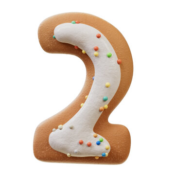 3D Font.Biscuit Donut Font Concept. Isometric Alphabet. Numbers And Letters. 3d rendering isolated on white background