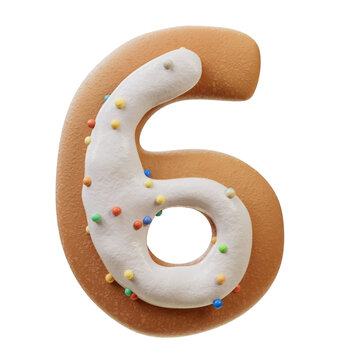 3D Font.Biscuit Donut Font Concept. Isometric Alphabet. Numbers And Letters. 3d rendering isolated on white background
