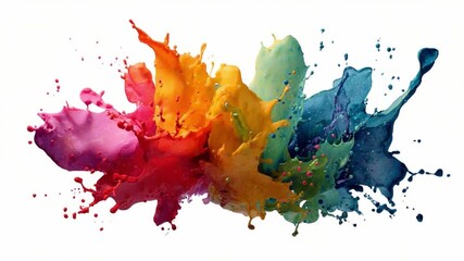 Poster - Colorful Paint Splash Explosion: A vibrant explosion of colorful paint splashes radiates outwards, showcasing a spectrum of hues and textures in a dynamic and artistic display.