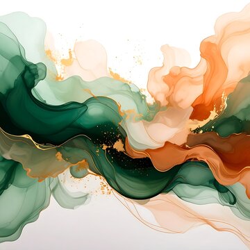 Abstract Fluid Art with Gold Accents