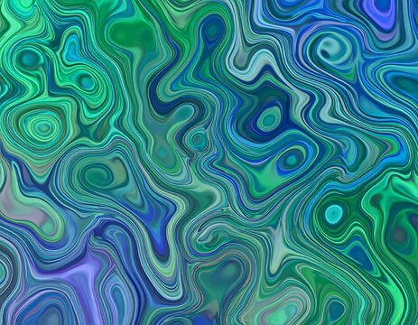 Abstract Swirls of Teal, Green, and Blue