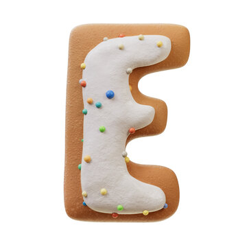3D Font.Biscuit Donut Font Concept. Isometric Alphabet. Numbers And Letters. 3d rendering isolated on white background