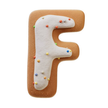 3D Font.Biscuit Donut Font Concept. Isometric Alphabet. Numbers And Letters. 3d rendering isolated on white background