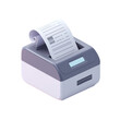© Pixel Wisp - Modern 3d render of a receipt printer with a printed paper roll isolated on transparent background