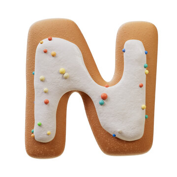 3D Font.Biscuit Donut Font Concept. Isometric Alphabet. Numbers And Letters. 3d rendering isolated on white background