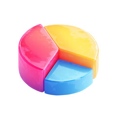 Leinwandbilder - Colorful 3d pie chart segments with glossy finish isolated on transparent background