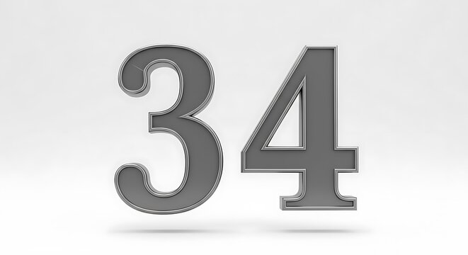 Gray metallic numbers thirty-four.