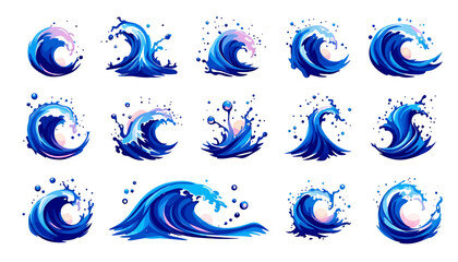 Poster - A vibrant collection of dynamic water splashes, rendered as high-resolution PNG vectors, ideal for adding a refreshing and energetic element to any design project.