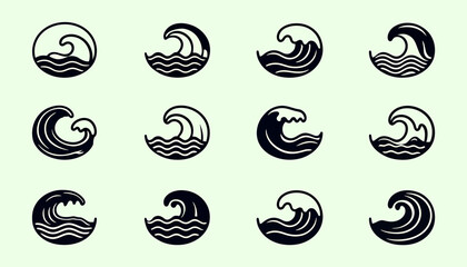 Poster - High-quality vector PNG illustrations of stylized water splashes, perfect for logos, branding, and website design, offering a variety of wave forms and styles for diverse applications.