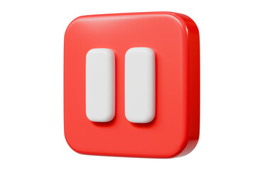 Aufkleber - 3d realistic pause icon. red round pause buttons for start multimedia with simplicity colorful video