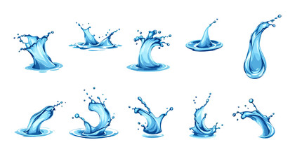 Leinwandbilder - High-resolution vector PNG of various water splashes, ideal for adding refreshing and dynamic elements to your designs, websites, or marketing materials.