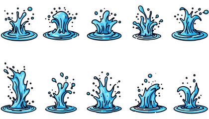 Leinwandbilder - A dynamic vector collection of water splashes in various shapes and forms, perfect for adding a refreshing and vibrant touch to any design project.