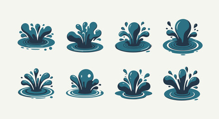 Leinwandbilder - A dynamic collection of vector water splash illustrations, rendered as transparent PNGs, showcasing liquid motion and perfect for adding a refreshing touch to designs.