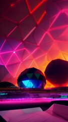 Wall Mural - Neon grid shine fold