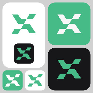 X letter bold, geometric, futuristic abstract logo with sharp angles. Its modern design emphasizes precision and innovation, making it ideal for high-tech, strong, cutting-edge brand identity.