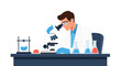© MFelicity - Scientist is in laboratory with microscope and scientific instruments, conducting medical or chemical research