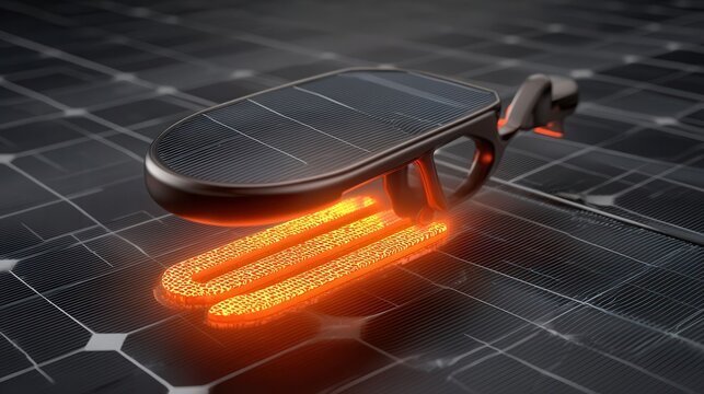 Solar-powered heating element resting on solar panels.