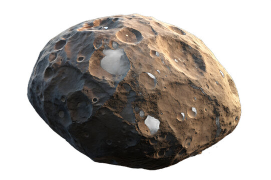 3D rendered asteroid isolated on transparent background