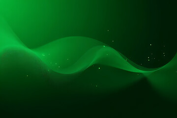 Aufkleber - Abstract green background with flowing wavy lines and scattered white particles creating a sense of movement and depth