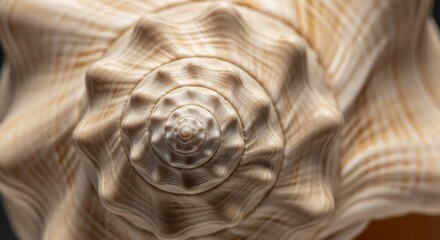 Poster - Close-up shot of a spiral seashell, showcasing its intricate patterns and natural beauty in great