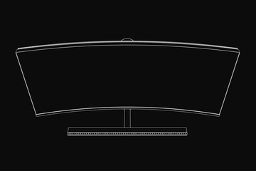 Fototapete - Flat screen TV on a black background features a clean line drawing of the monitor, emphasizing its sleek contour. The minimalist design highlights the device's modern aesthetic.